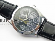 Classic 5077P-102 SS Case FLF Best Edition Real Enamel Dial 4 Black Leather strap Cal.240