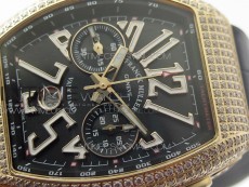Vanguard V45 Chrono RG pave crystals ABF Best Edition Black Dial on Black Gummy Strap A7750