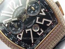 Vanguard V45 Chrono RG pave crystals ABF Best Edition Black Dial on Black Gummy Strap A7750