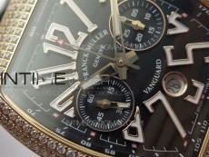 Vanguard V45 Chrono RG pave crystals ABF Best Edition Black Dial on Black Gummy Strap A7750