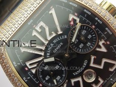 Vanguard V45 Chrono RG pave crystals ABF Best Edition Black Dial on Black Gummy Strap A7750