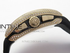 Vanguard V45 Chrono RG pave crystals ABF Best Edition Black Dial on Black Gummy Strap A7750