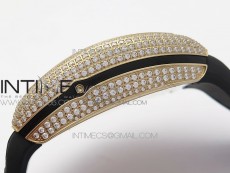 Vanguard V45 Chrono RG pave crystals ABF Best Edition Black Dial on Black Gummy Strap A7750