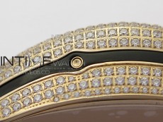 Vanguard V45 Chrono RG pave crystals ABF Best Edition Black Dial on Black Gummy Strap A7750