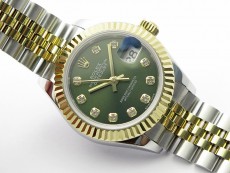 Datejust 28mm 279173 SS/YG BP Best Edition Green Crystals Markers Dial on SS/YG Jubilee Bracelet ETA2671