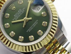 Datejust 28mm 279173 SS/YG BP Best Edition Green Crystals Markers Dial on SS/YG Jubilee Bracelet ETA2671