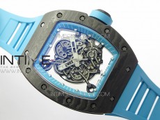 RM055 Real NTPT ZF 1:1 Best Edition Skeleton Dial on Blue Rubber Strap SEIKO Movement