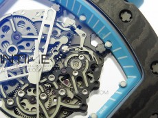RM055 Real NTPT ZF 1:1 Best Edition Skeleton Dial on Blue Rubber Strap SEIKO Movement