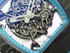 RM055 Real NTPT ZF 1:1 Best Edition Skeleton Dial on Blue Rubber Strap SEIKO Movement