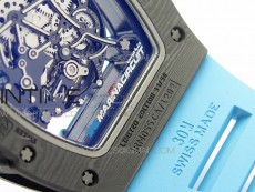 RM055 Real NTPT ZF 1:1 Best Edition Skeleton Dial on Blue Rubber Strap SEIKO Movement