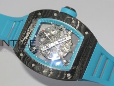 RM055 Real NTPT ZF 1:1 Best Edition Skeleton Dial on Blue Rubber Strap SEIKO Movement