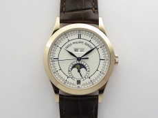 Annual Calendar Complications 5396 RG GRF Best Edition White dial Blue Markers on Brown leather strap A324