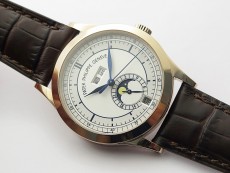 Annual Calendar Complications 5396 RG GRF Best Edition White dial Blue Markers on Brown leather strap A324