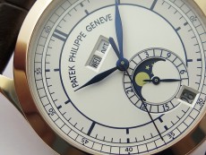 Annual Calendar Complications 5396 RG GRF Best Edition White dial Blue Markers on Brown leather strap A324
