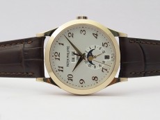 Annual Calendar Complications 5396 RG GRF Best Edition White dial Numbers Markers Blue Markers on Brown leather strap A324