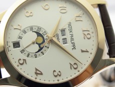 Annual Calendar Complications 5396 RG GRF Best Edition White dial Numbers Markers Blue Markers on Brown leather strap A324