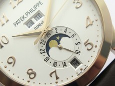Annual Calendar Complications 5396 RG GRF Best Edition White dial Numbers Markers Blue Markers on Brown leather strap A324