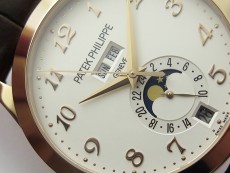 Annual Calendar Complications 5396 RG GRF Best Edition White dial Numbers Markers Blue Markers on Brown leather strap A324
