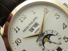 Annual Calendar Complications 5396 RG GRF Best Edition White dial Numbers Markers Blue Markers on Brown leather strap A324