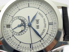 Annual Calendar Complications 5396 SS GRF Best Edition White Dial Blue Markers on Black leather strap A324