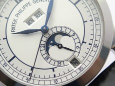 Annual Calendar Complications 5396 SS GRF Best Edition White Dial Blue Markers on Black leather strap A324