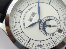 Annual Calendar Complications 5396 SS GRF Best Edition White Dial Blue Markers on Black leather strap A324