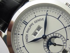 Annual Calendar Complications 5396 SS GRF Best Edition White Dial Blue Markers on Black leather strap A324