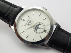Annual Calendar Complications 5396 SS GRF Best Edition White Dial Sticks Markers on Black leather strap A324