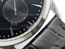 Master Ultra Thin Small Second SS ZF 1:1 Best Edition Black Dial on Black Leather Strap A896