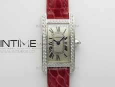 Tank WJTA0029 29mm 8848F Crystal Bezel SS Silver Dial on Pink Croco Strap Ronda Quartz