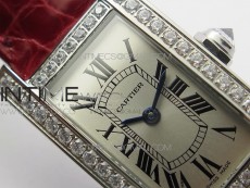Tank WJTA0029 29mm 8848F Crystal Bezel SS Silver Dial on Pink Croco Strap Ronda Quartz
