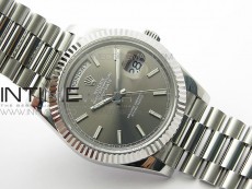 Day Date 40mm SS BP 1:1 Best Edition Gray Stick Dial on SS Bracelet A2836