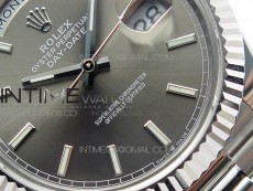 Day Date 40mm SS BP 1:1 Best Edition Gray Stick Dial on SS Bracelet A2836