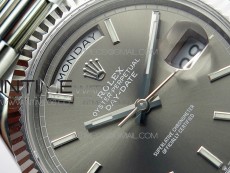 Day Date 40mm SS BP 1:1 Best Edition Gray Stick Dial on SS Bracelet A2836
