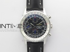 Navitimer 1 41mm SS B50 Black Dial on Black Leather Strap A7750