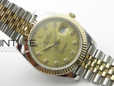 DateJust 41 126333 Wrapped SS/YG ARF 1:1 Best Edition YG Dial Crystal Markers on Wrapped SS/YG Jubilee Bracelet A3235