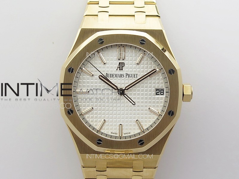 Royal Oak 41mm 15500 RG ZF 1:1 Best Edition White Textured Dial on RG Bracelet A4302