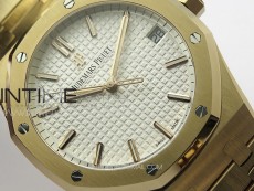 Royal Oak 41mm 15500 RG ZF 1:1 Best Edition White Textured Dial on RG Bracelet A4302 V2