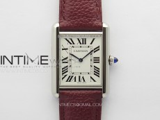 Tank Louis Ladies 25mm SS 8848F 1:1 Best Edition White Dial on Dark Red Leather Strap Ronda Quartz