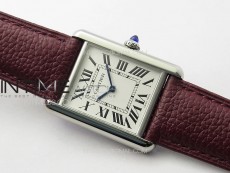 Tank Louis Ladies 25mm SS 8848F 1:1 Best Edition White Dial on Dark Red Leather Strap Ronda Quartz