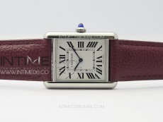 Tank Louis Ladies 25mm SS 8848F 1:1 Best Edition White Dial on Dark Red Leather Strap Ronda Quartz