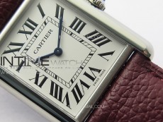 Tank Louis Ladies 25mm SS 8848F 1:1 Best Edition White Dial on Dark Red Leather Strap Ronda Quartz