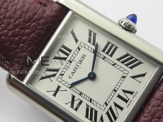 Tank Louis Ladies 25mm SS 8848F 1:1 Best Edition White Dial on Dark Red Leather Strap Ronda Quartz