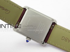 Tank Louis Ladies 25mm SS 8848F 1:1 Best Edition White Dial on Dark Red Leather Strap Ronda Quartz