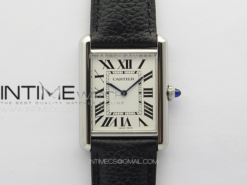 Tank Louis Ladies 25mm SS 8848F 1:1 Best Edition White Dial on Black Leather Strap Ronda Quartz