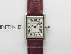 Tank Louis Ladies 22mm SS 8848F 1:1 Best Edition White Dial on Dark Red Leather Strap Ronda Quartz