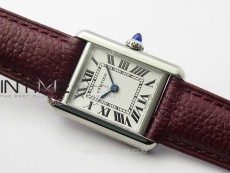 Tank Louis Ladies 22mm SS 8848F 1:1 Best Edition White Dial on Dark Red Leather Strap Ronda Quartz