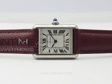 Tank Louis Ladies 22mm SS 8848F 1:1 Best Edition White Dial on Dark Red Leather Strap Ronda Quartz