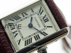 Tank Louis Ladies 22mm SS 8848F 1:1 Best Edition White Dial on Dark Red Leather Strap Ronda Quartz