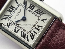 Tank Louis Ladies 22mm SS 8848F 1:1 Best Edition White Dial on Dark Red Leather Strap Ronda Quartz